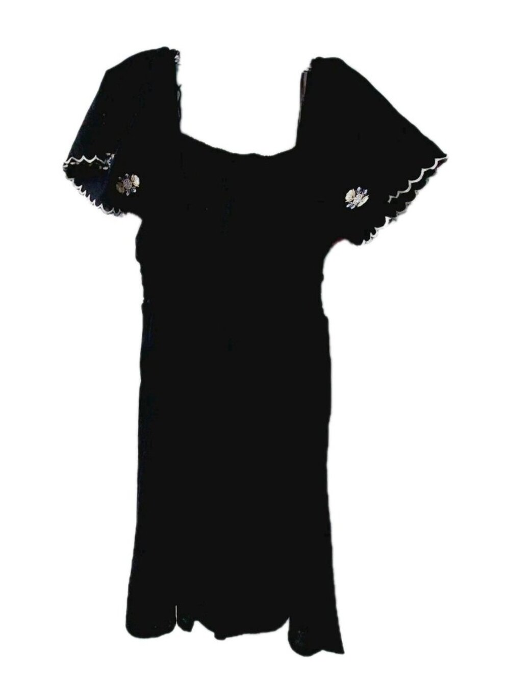Old Navy Dress Size Medium Black Smocked Mini Cottage Boho Prairie Length 34"